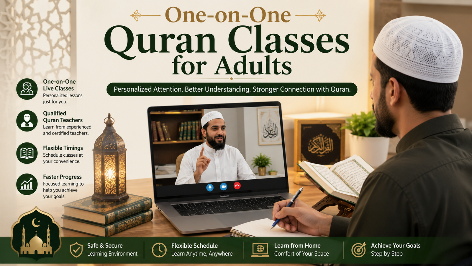One-on-one online Quran class with a qualified Quran teacher