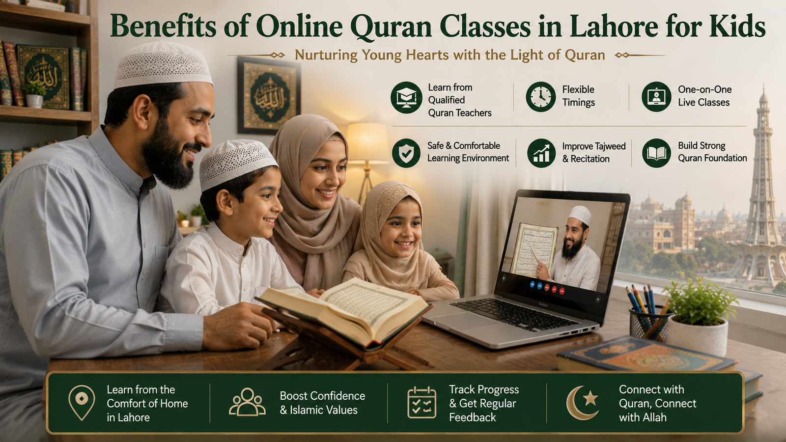 Kids learning the Holy Quran online with qualified teachers in Lahore