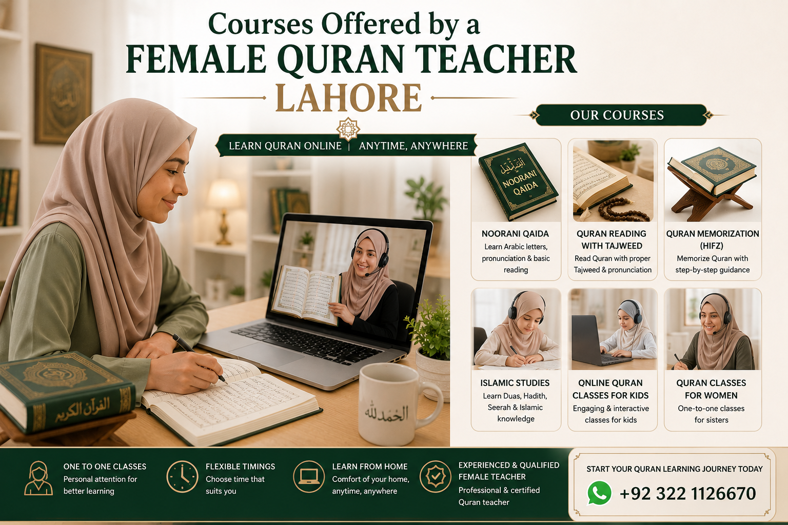 Courses Offered by a Female Quran Teacher Lahore