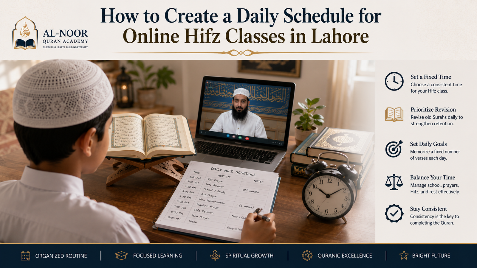 How to Create a Daily Schedule for Online Hifz Classes in Lahore