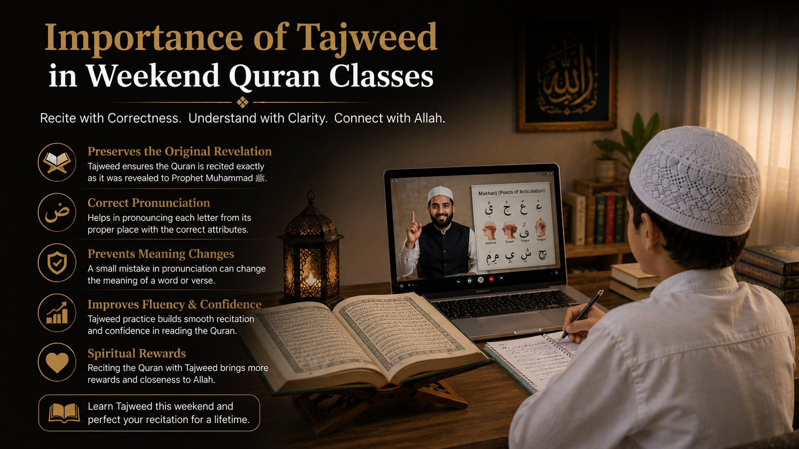 Importance of Tajweed in Weekend Quran Classes in Lahore.